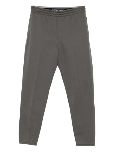 Emporio Armani Relaxed Fit Trousers Cuffed Hems In Gray