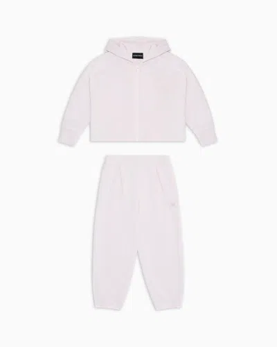 Emporio Armani Kids' Cupro-touch Jersey Tracksuit With Zip-up Hooded Sweatshirt