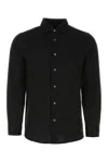 Emporio Armani Cotton Poplin Shirt With Buttoned Cuffs And Curved Hem In Black