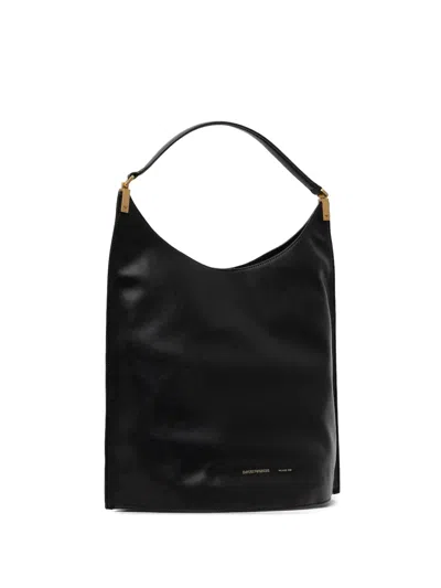 Emporio Armani Curved Top-handle Tote Bag In Black