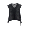 Emporio Armani Icon Linen And Cotton Top In Black