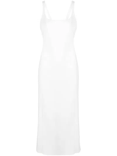 Emporio Armani Sleeveless Cutout Jersey Midi Dress In White