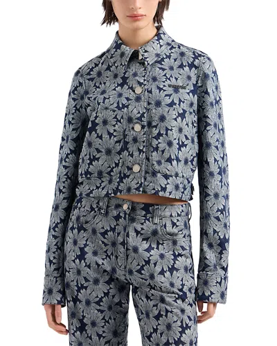 Emporio Armani Daisy Jacquard Jacket In Burgundy