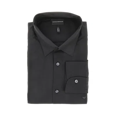 Emporio Armani Dal And Silk Shirt In Black