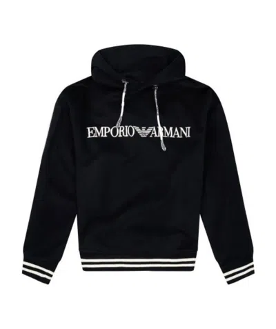 Emporio Armani Dark Blue Logo Detail Sweater In Black