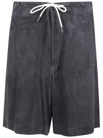 Emporio Armani Dark Blue Suede Bermuda Shorts