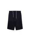Emporio Armani Dark Blue Suede Bermuda Shorts In Black