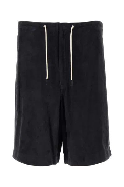 EMPORIO ARMANI EMPORIO ARMANI DARK BLUE SUEDE BERMUDA SHORTS
