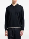 Emporio Armani Half-zip Wool-blend Polo Shirt In Black