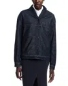 Emporio Armani Dark Denim Jacket With Rolled Collar In Gray