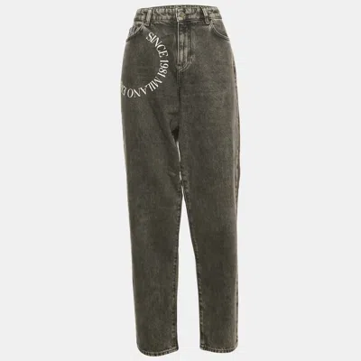 Pre-owned Emporio Armani Dark Grey Denim High Waist Jeans M In Gray
