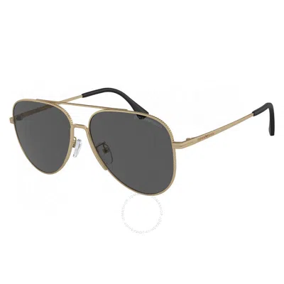 Emporio Armani Dark Grey Pilot Men's Sunglasses Ea2149 D337187 60 In Gold