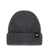 Emporio Armani Dark Grey Ribbed Beanie In Gray