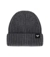 Emporio Armani Dark Grey Ribbed Beanie In Gray