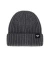 Emporio Armani Dark Grey Ribbed Beanie In Gray