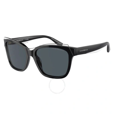 Emporio Armani Dark Grey Square Ladies Sunglasses Ea4209 605187 54 In Black / Dark / Grey