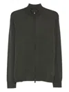 Emporio Armani Wool Zipped Cardigan In Green