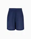 Emporio Armani Official Store Darted Bermuda Shorts In Gingham-effect Seersucker Fabric In Blue