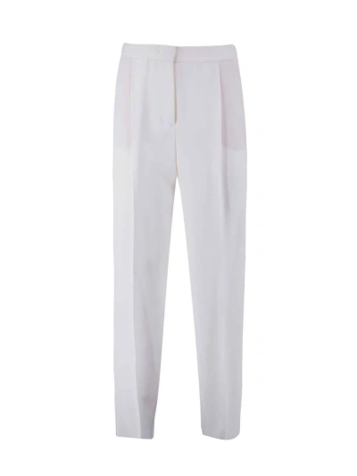 Emporio Armani Darted High-waist Trousers In Bianco Ottico