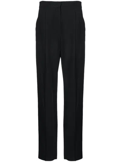 Emporio Armani Higi-waisted Straight Leg Trousers In Schwarz