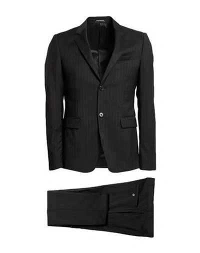 Emporio Armani David Line Man Suit Black Size 46 Virgin Wool In Animal Print