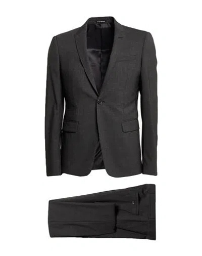 Emporio Armani David Line Man Suit Charcoal Size 48 Virgin Wool, Elastane In Black