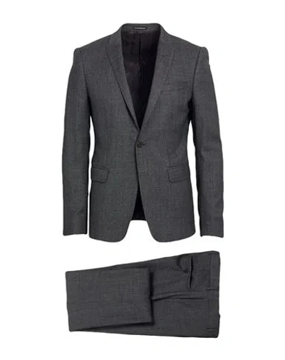 Emporio Armani David Line Man Suit Charcoal Size 48 Wool, Elastane In Gray