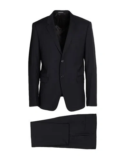Emporio Armani David Line Man Suit Midnight Blue Size 44 Wool In Black