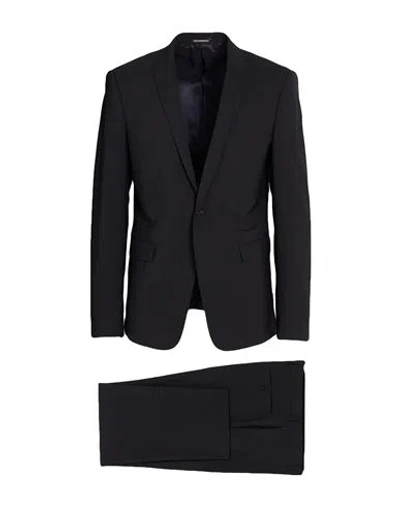 Emporio Armani David Line Man Suit Midnight Blue Size 46 Virgin Wool, Elastane In Black