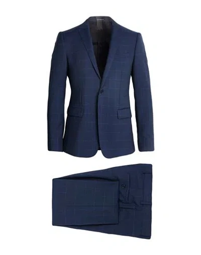 Emporio Armani David Line Man Suit Navy Size 48 Wool, Cashmere In Blue