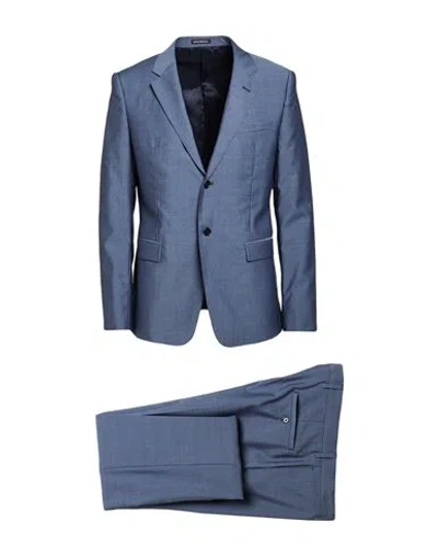 Emporio Armani David Line Man Suit Slate Blue Size 46 Wool