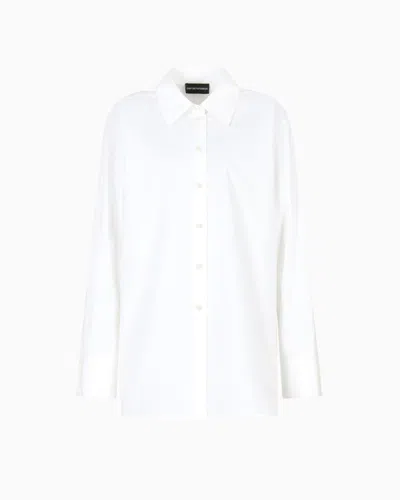 Emporio Armani Dawn To Dusk Cotton Poplin Shirt In Weiss