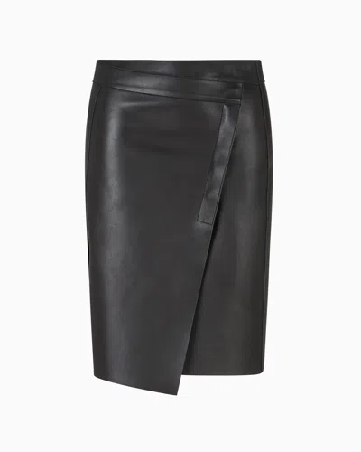 Emporio Armani Dawn To Dusk Nappa Lambskin Wrap Skirt In Black