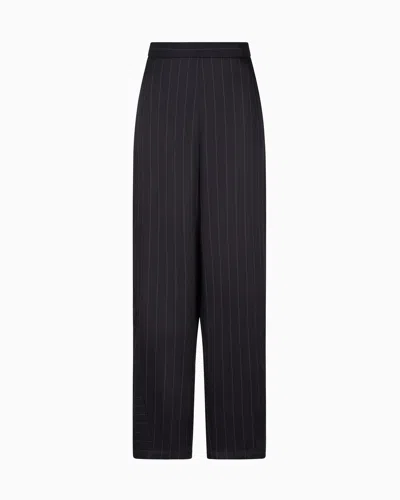 Emporio Armani Dawn To Dusk Pinstriped Acetate-blend Trousers In Black