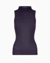 Emporio Armani Dawn To Dusk Rib-knit Top In Grey