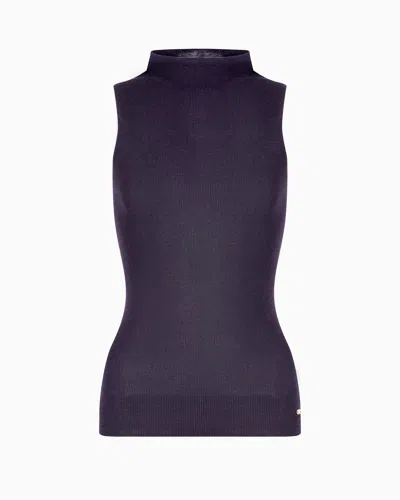 Emporio Armani Dawn To Dusk Rib-knit Top In Purple