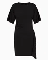 Emporio Armani Dawn To Dusk Stretch-jersey Dress With Flounce In Black