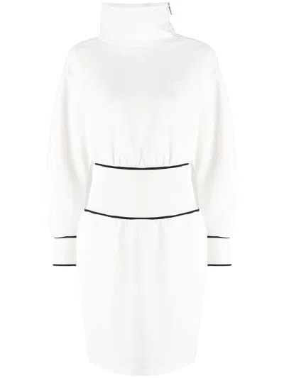 Emporio Armani Debossed-logo Cotton Dress In White