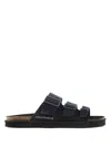 Emporio Armani Logo-print Suede Slides In Black