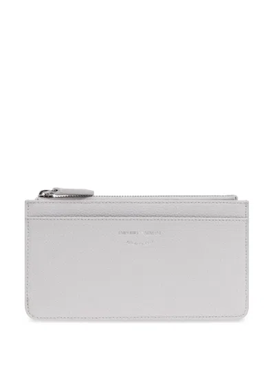Emporio Armani Debossed Logo Wallet In Grey