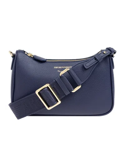 Emporio Armani Official Store Baguette Bag With Deer Print In Blue