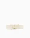 Emporio Armani Deer-print Belt With Eagle Logo Charm In Neutral