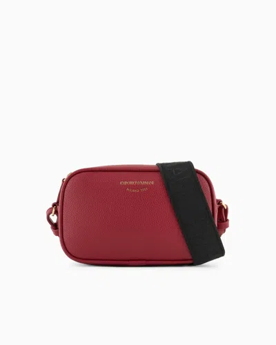 Emporio Armani Official Store Deer-print Camera Case With Shoulder Strap In Bordeaux