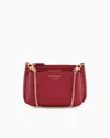 Emporio Armani Official Store Deer-print Double Mini Bag With Shoulder Strap In Bordeaux