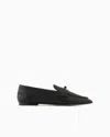 Emporio Armani Official Store Deer-print Leather Loafers In Black