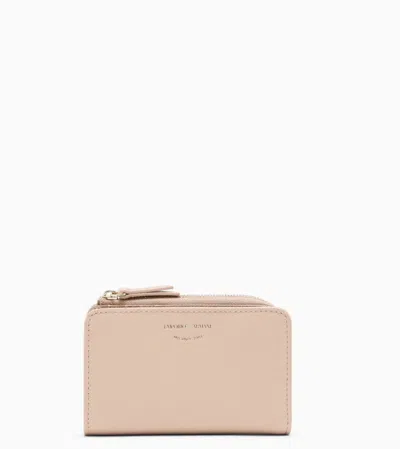 Emporio Armani Deer Print Leather Wallet In Beige