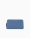 Emporio Armani Deer-print Myea Wallet With Wrap-around Zip In Blue
