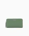 Emporio Armani Official Store Deer-print Myea Wallet With Wrap-around Zip In Light Green