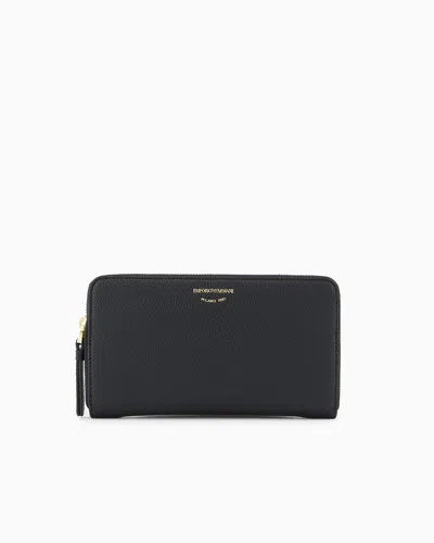 Emporio Armani Official Store Deer-print Myea Wallet With Wrap-around Zip In Noir