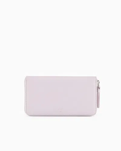 Emporio Armani Deer-print Myea Wallet With Wrap-around Zip In Pink